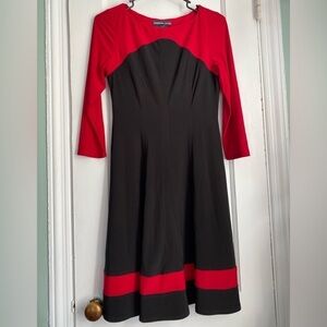 American Living Black/ Red long Sleeves Skater Pullover Dress, Size 4